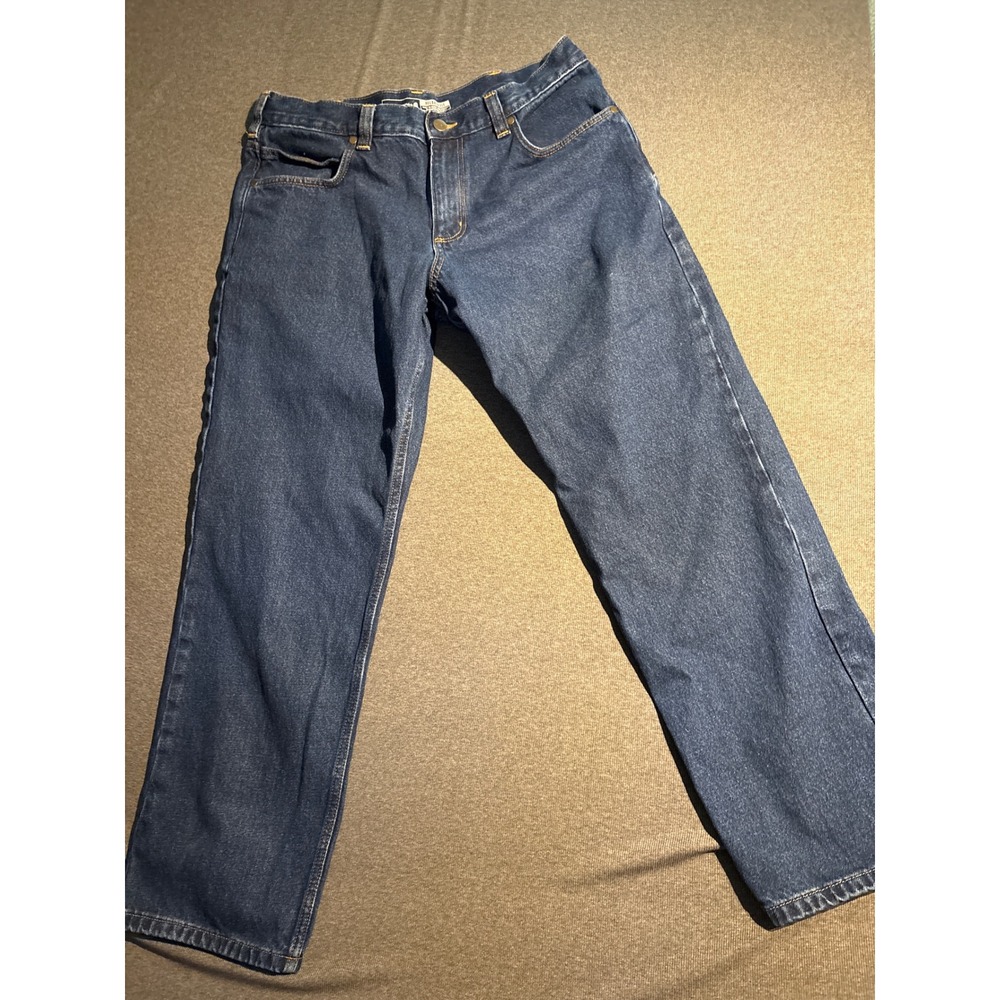 Carhartt Relaxed Fit Straight Leg Dark Wash Denim Work Jeans Mens 34x30 Blue